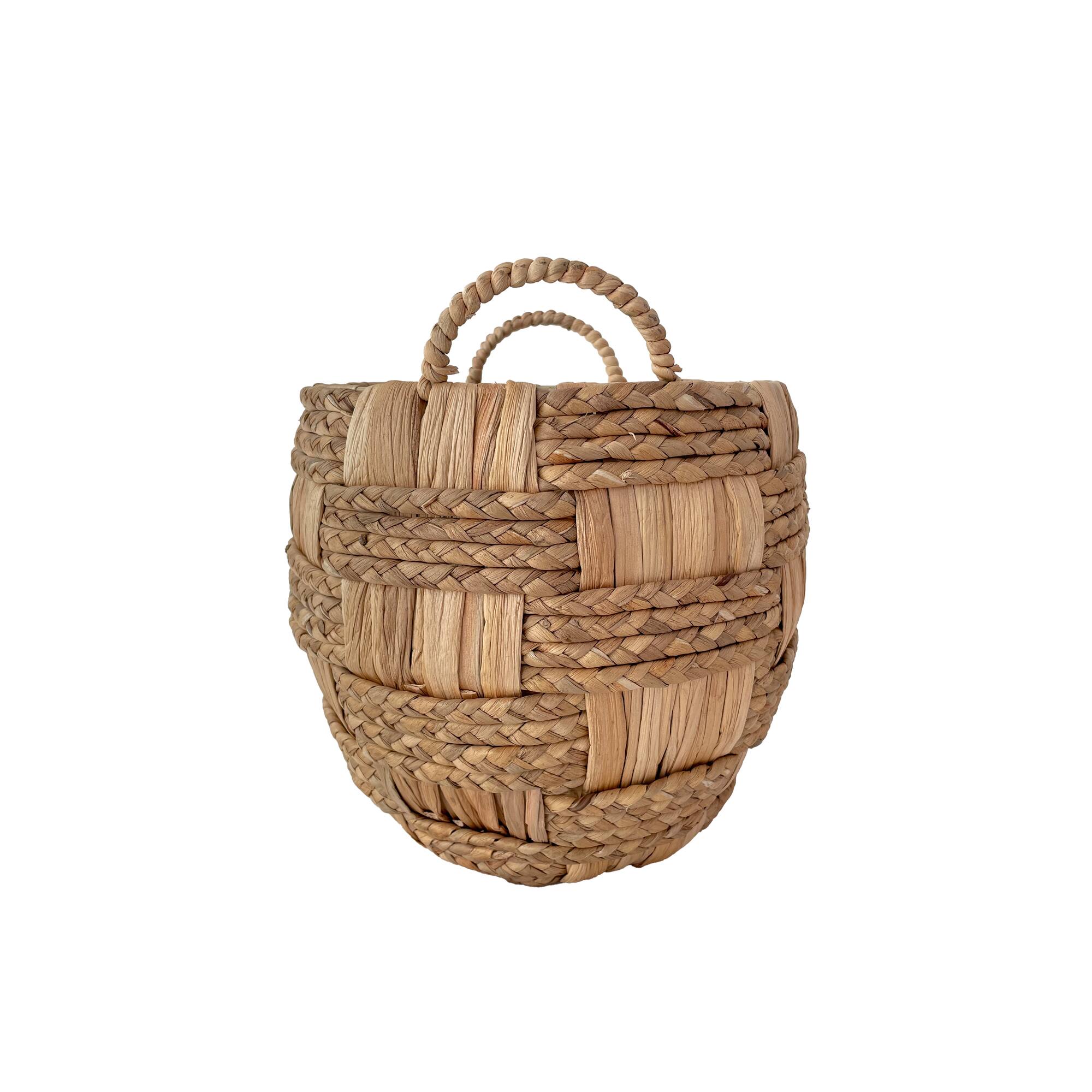 11.75" Braided Woven Water Hyacinth Basket with Handles by Ashland®